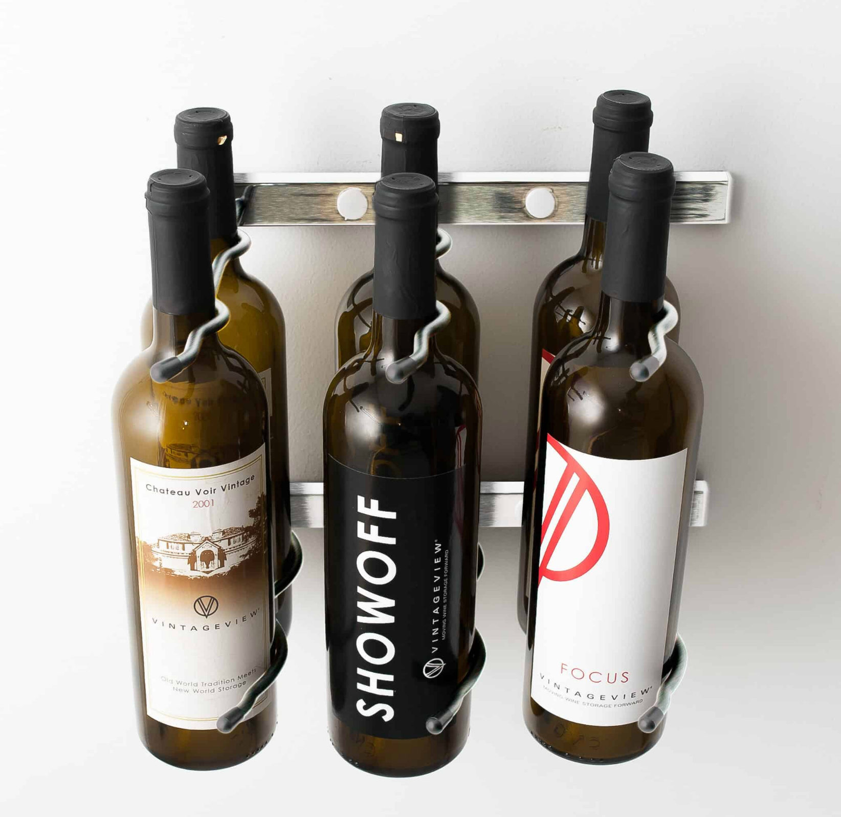 W Series Wine Rack 1 (modern wall mounted metal bottle storage)