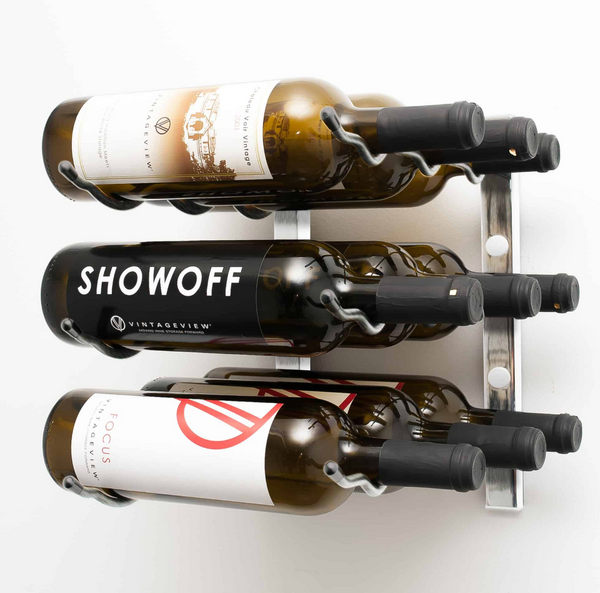 W Series Wine Rack 1 (modern wall mounted metal bottle storage)
