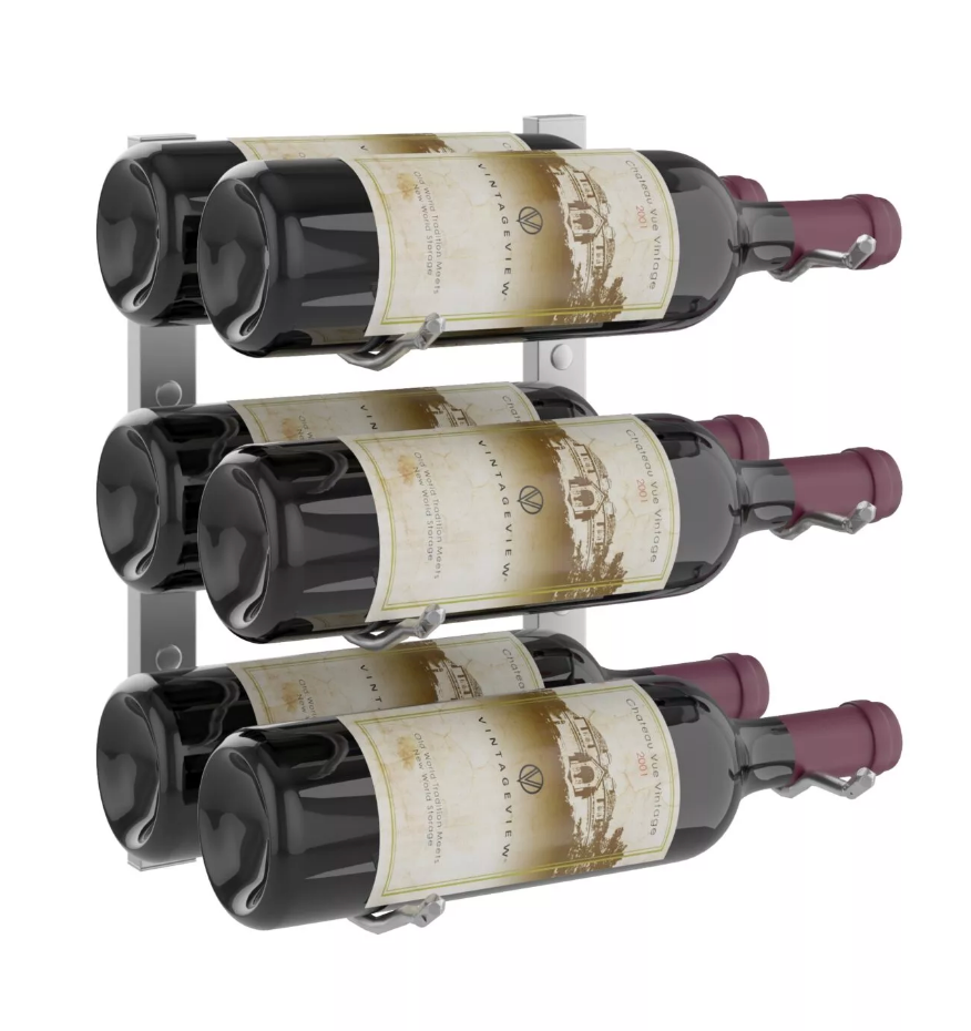 W Series Wine Rack 1 (modern wall mounted metal bottle storage)