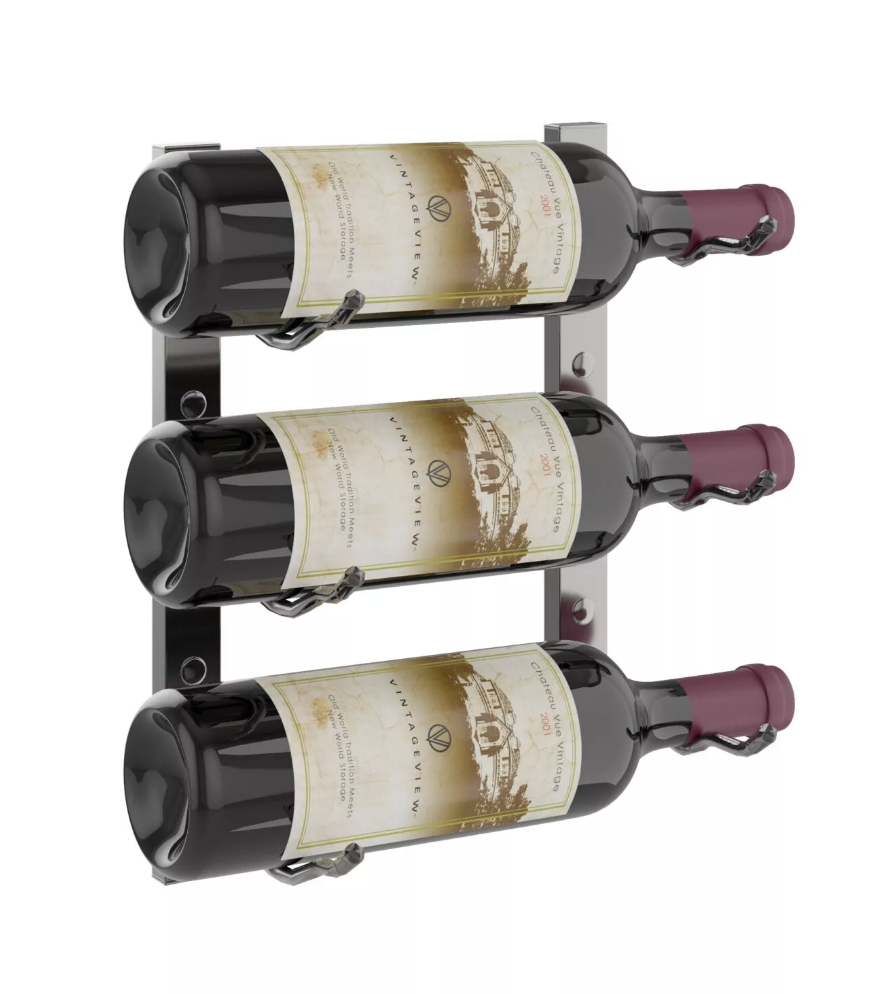 W Series Wine Rack 1 (modern wall mounted metal bottle storage)