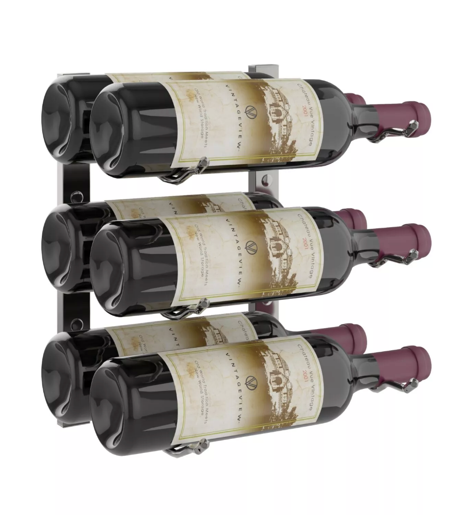 W Series Wine Rack 1 (modern wall mounted metal bottle storage)