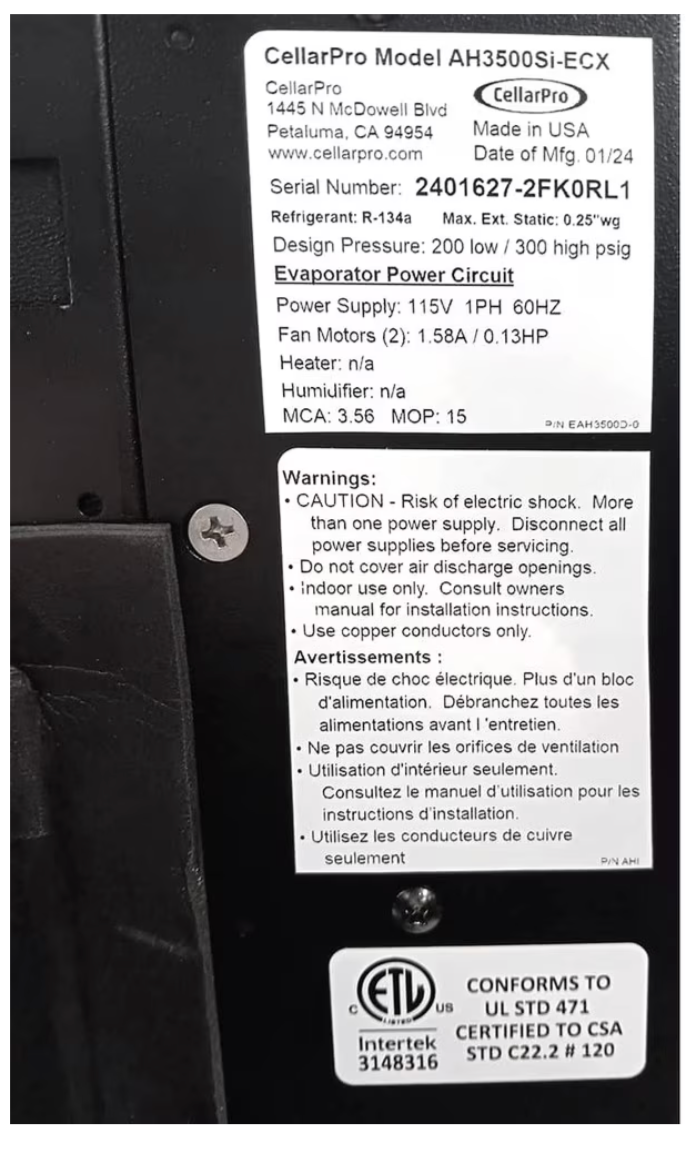 Ducted Air Handler Split 1/3 Ton AH3500Si