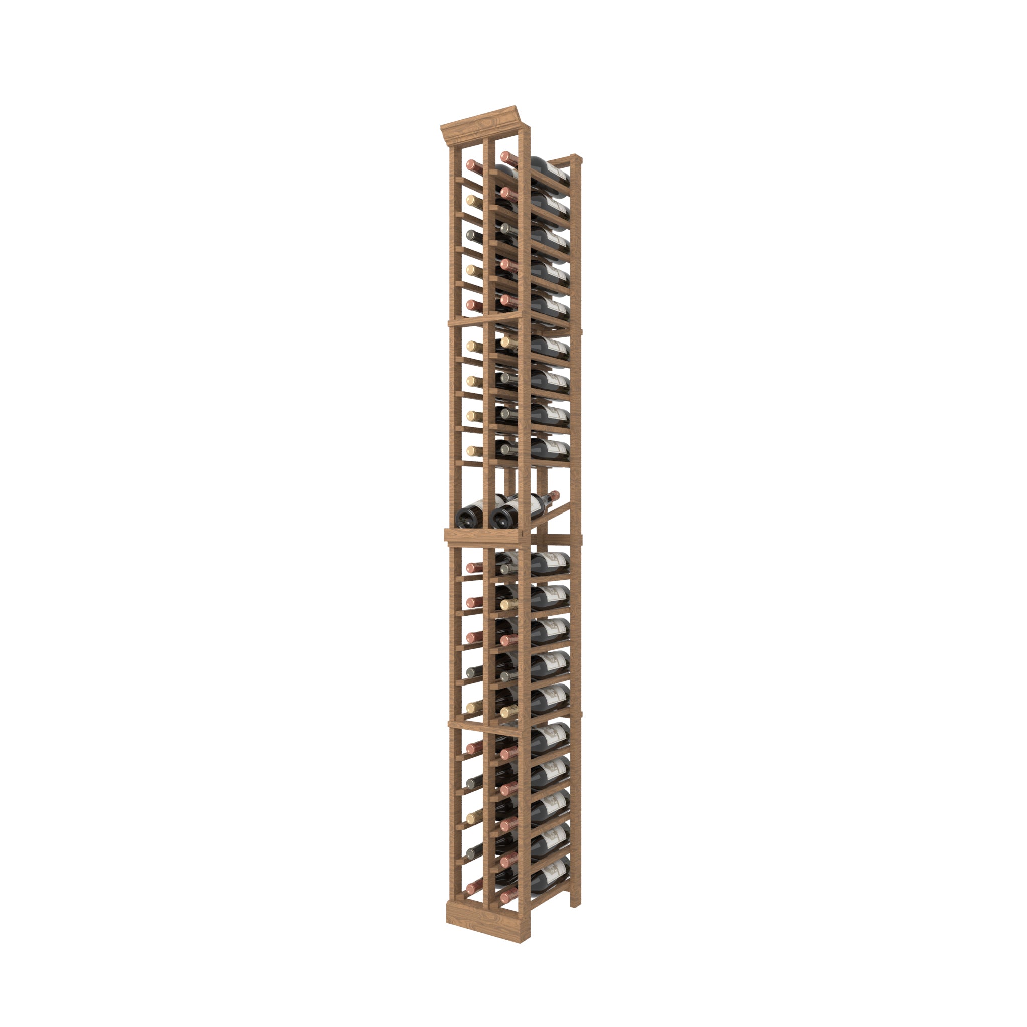 Individual full bottle wood Wine Rack with a display row - 02 Column