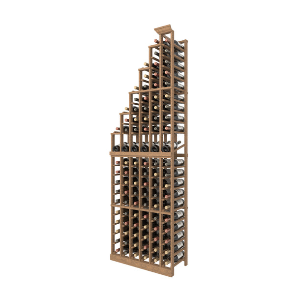	06 Column Individual Bottle Cascade Wood Rack Left with Display Row