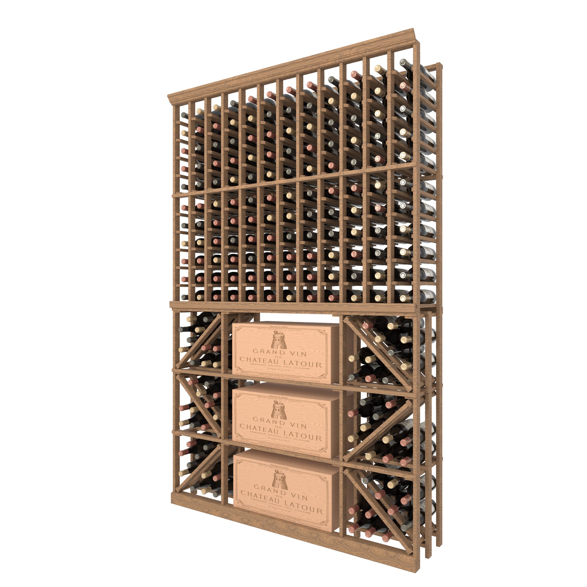12 Column Individual Bottle Wood Rack & CASE + BIN Storage