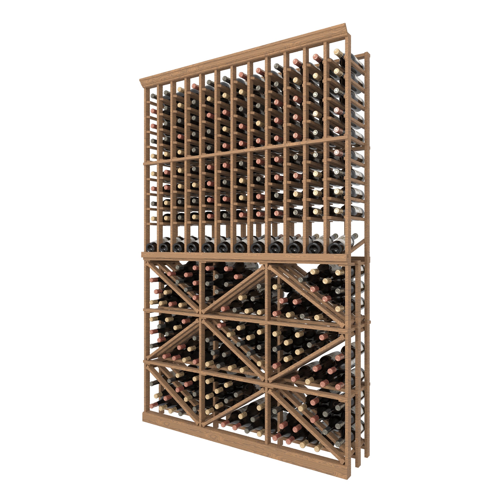 12 Column Individual Bottle Wood Rack & BIN Storage with Display Row