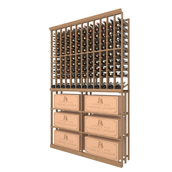 12 Column Individual Bottle Wood Rack  with Display Row & CASE Storage