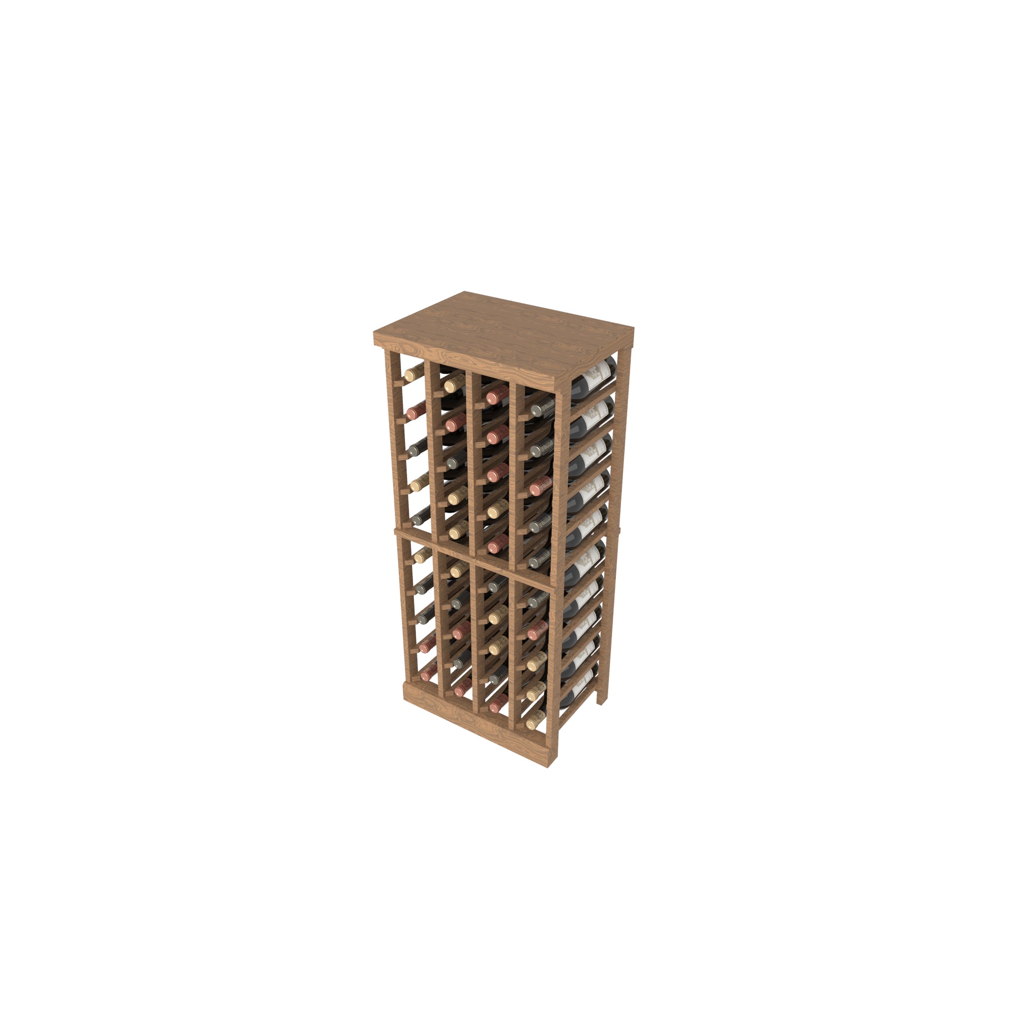 Individual Bottle Wood Wine Rack With Countertop | 4 Column, 10 rows