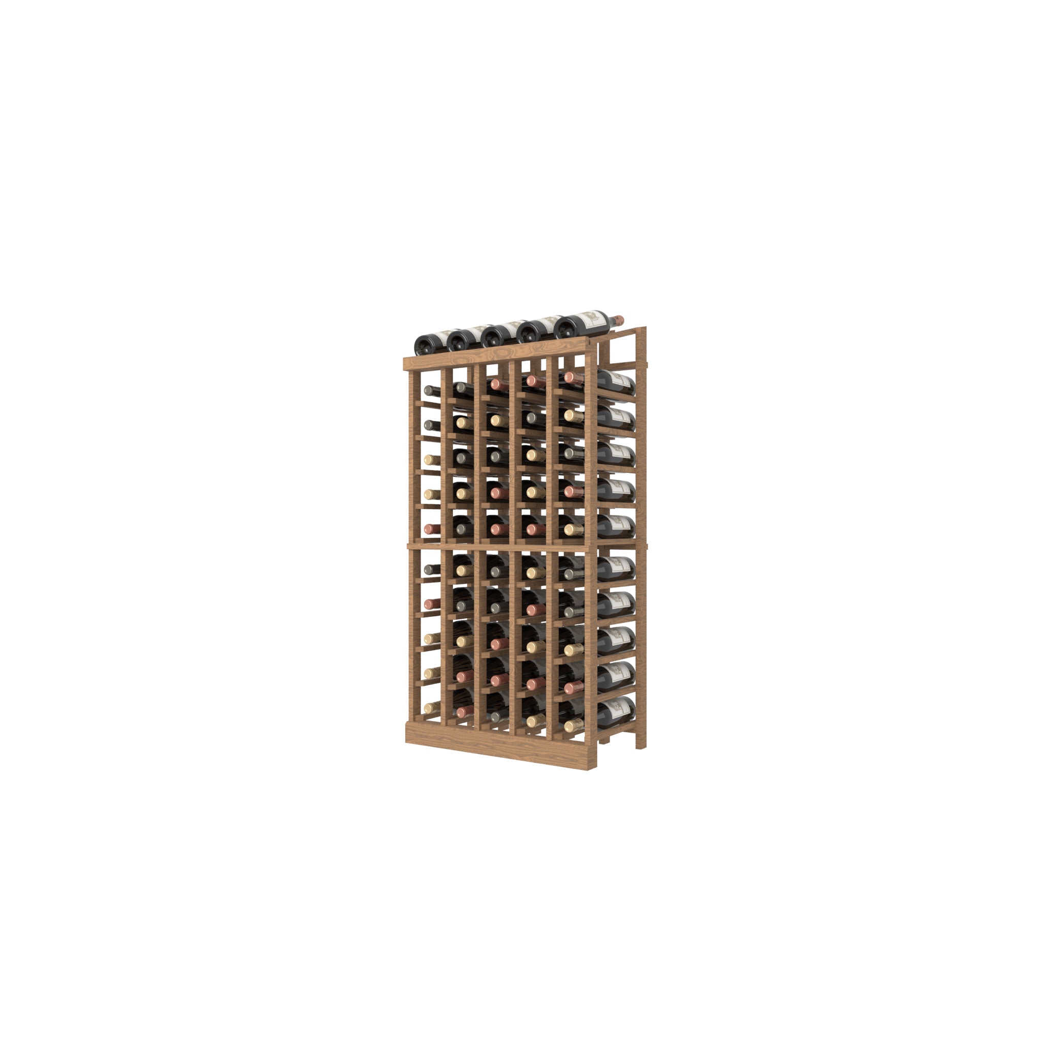 Individual Bottle Wood Wine Rack with Display Row | 5 Column, 11 Rows 