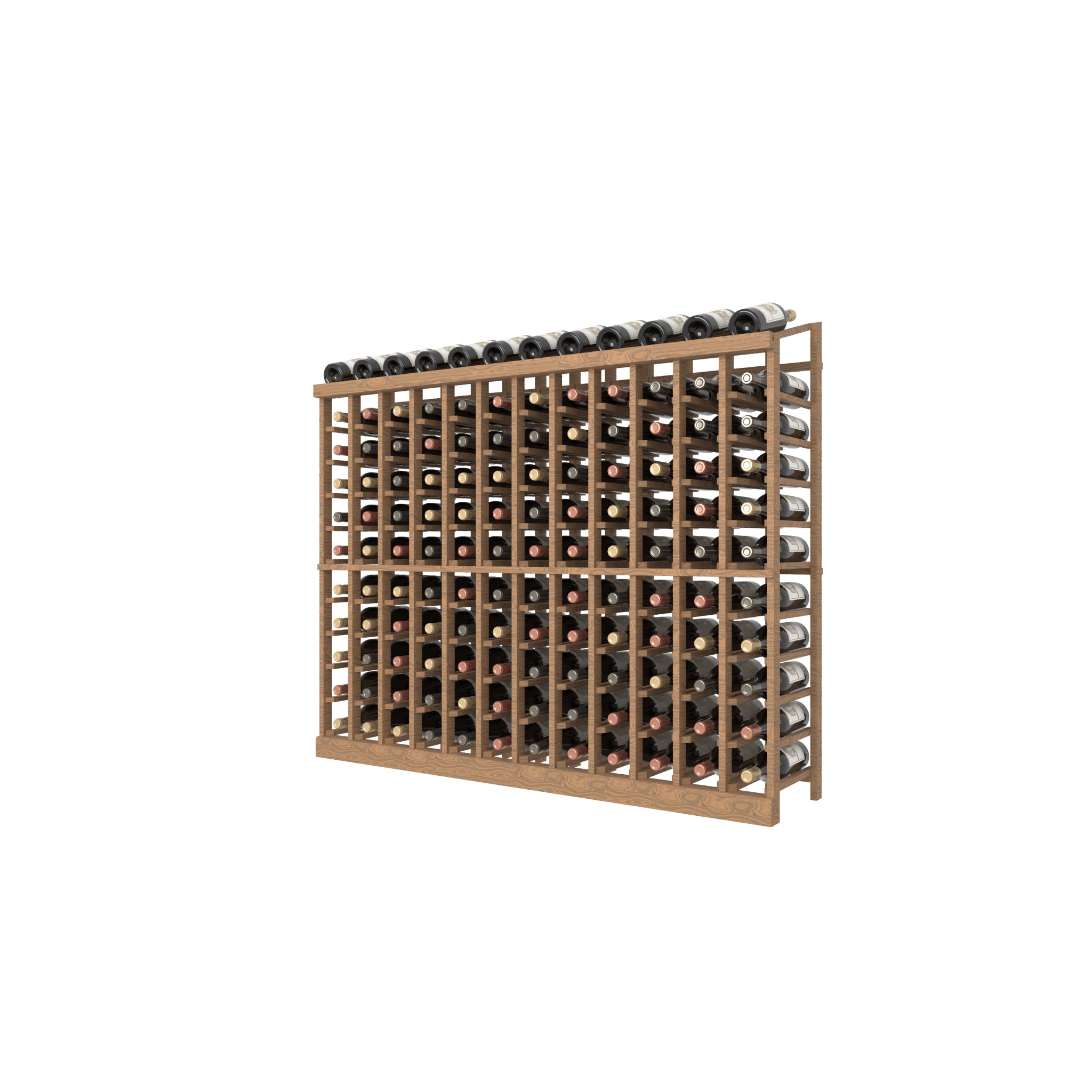 Individual bottle wood Wine Rack with a display row - 12 Column 11 rows